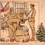 Noël 1918, carte éditée par la Croix-Rouge américaine pour le Noël des soldats américains blessés en Europe.